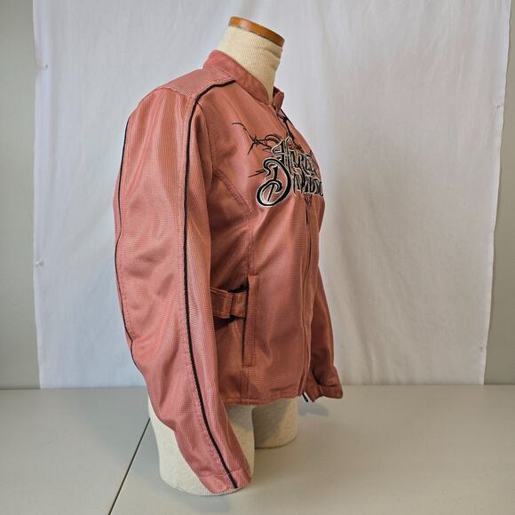 Harley Davidson Mesh Motorcycle Bomber Jacket Women's XS Pink Mesh Logo EUC - Picture 9 of 16